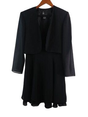KS Collection 10 Black Dress Crop Jacket Set Funeral